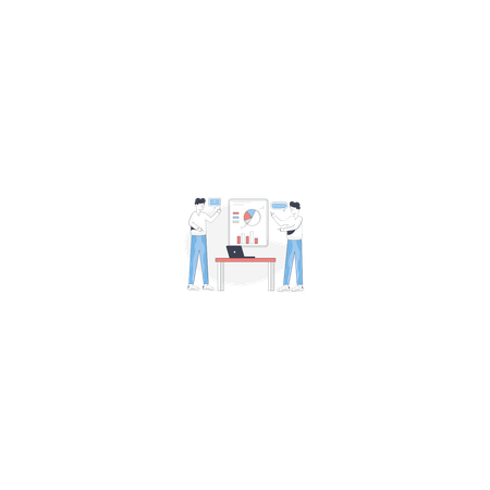 Business Team Analyzing Data  Illustration