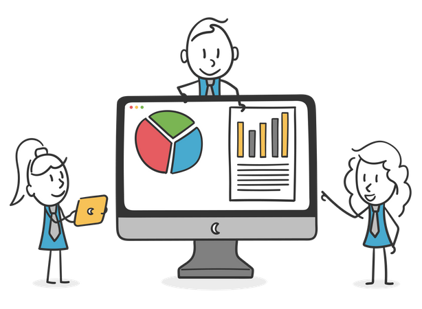 Business team analyzing data  Illustration