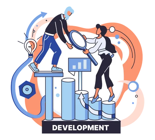 Business Team analyzing development Illustration