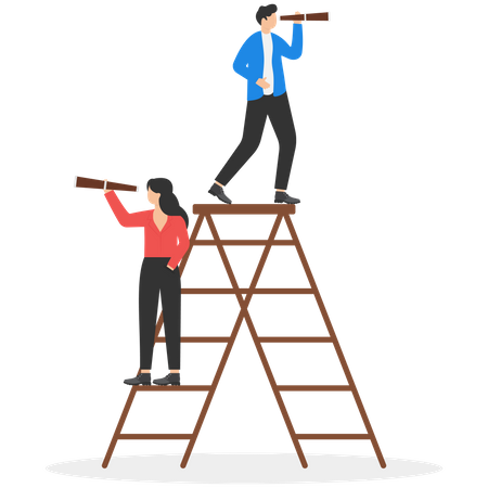 Business team and telescope  Illustration