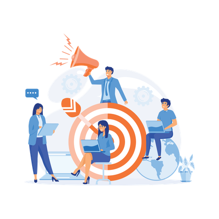 Business team announces target achievement success  Illustration