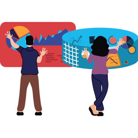 Business-Team arbeitet an Analysediagramm  Illustration