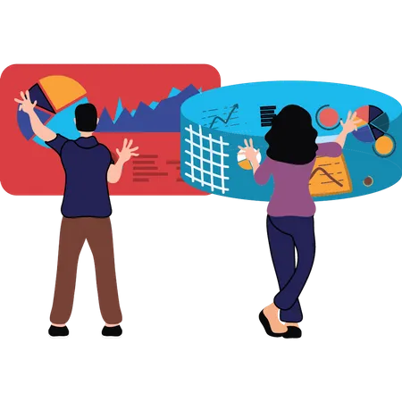 Business-Team arbeitet an Analysediagramm  Illustration