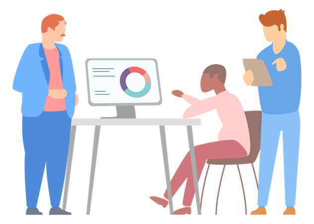 Business-Team arbeitet an Analysen  Illustration