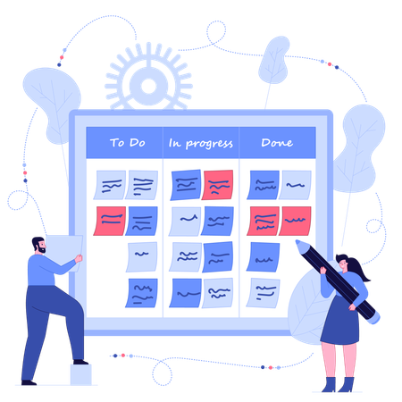 Geschäftsteam arbeitet an Aufgabenmanagement  Illustration