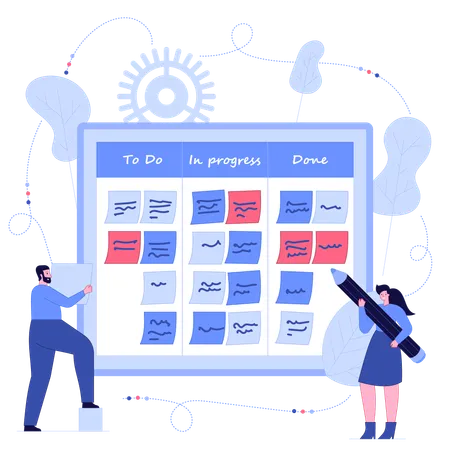 Geschäftsteam arbeitet an Aufgabenmanagement  Illustration