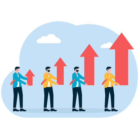 Geschäftsteam arbeitet an Geschäftsdiagramm  Illustration