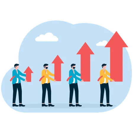 Geschäftsteam arbeitet an Geschäftsdiagramm  Illustration