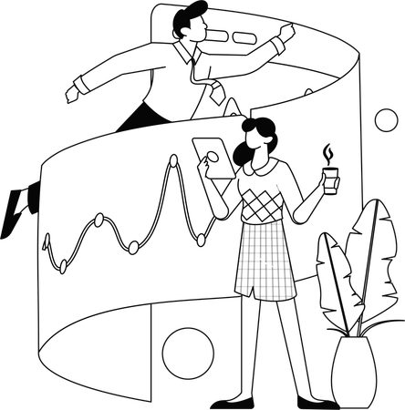 Business-Team arbeitet an der Datenanalyse  Illustration