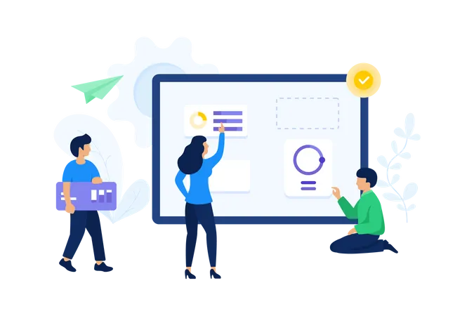 Business-Team arbeitet an der Datenanalyse  Illustration