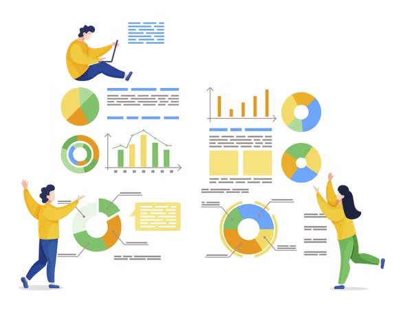 Business-Team arbeitet an Datenanalyse  Illustration