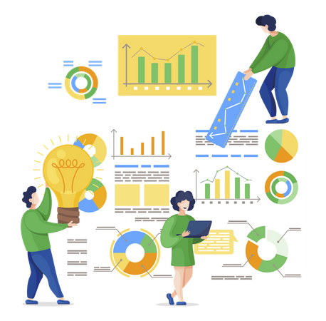 Business-Team arbeitet an Datenanalyse  Illustration