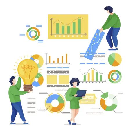 Business-Team arbeitet an Datenanalyse  Illustration