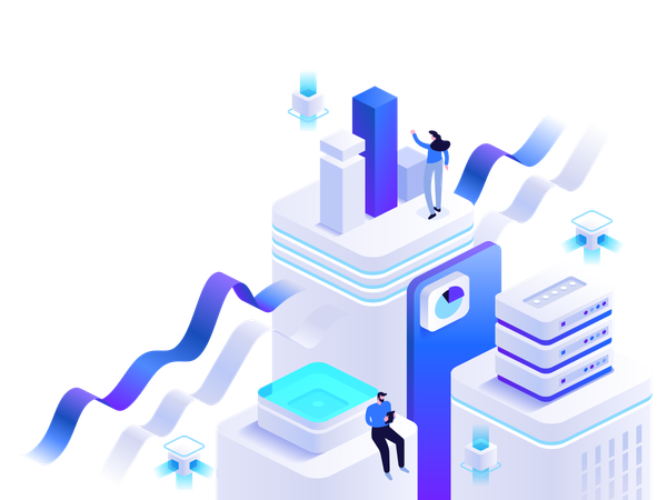 Business-Team arbeitet an Datenanalyse  Illustration