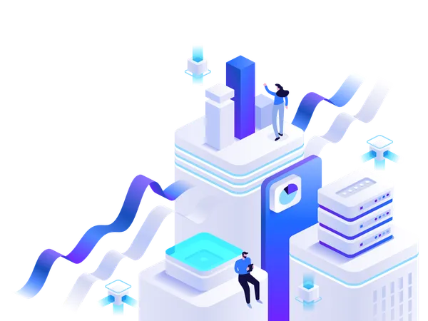 Business-Team arbeitet an Datenanalyse  Illustration