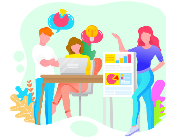 Business-Team arbeitet an der Analyse  Illustration
