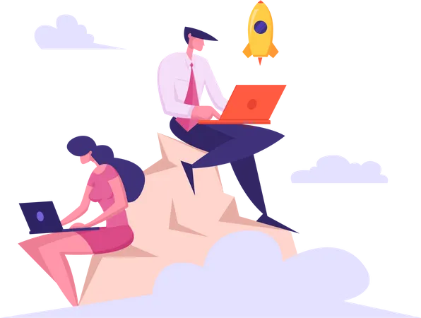 Business-Team arbeitet an einem Startup  Illustration