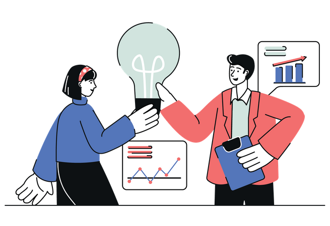 Business-Team arbeitet an Idee  Illustration