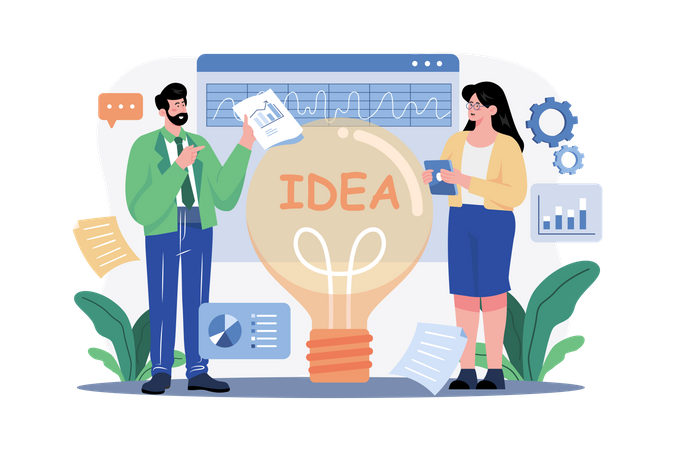 Business-Team arbeitet an einer Idee  Illustration