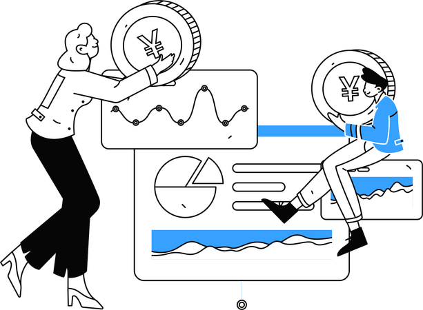 Business-Team arbeitet an Finanzanalysen  Illustration