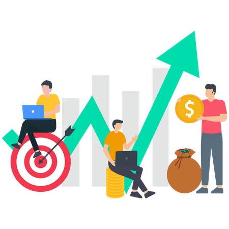 Geschäftsteam arbeitet an finanziellem Wachstum  Illustration