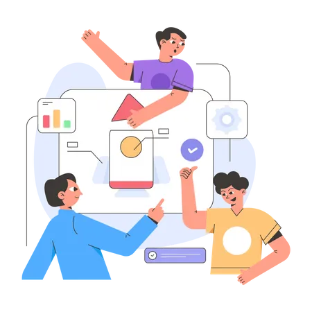 Business-Team arbeitet an Präsentation  Illustration