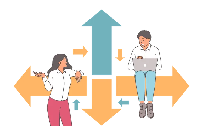 Das Business-Team arbeitet zusammen an der Strategieentwicklung  Illustration