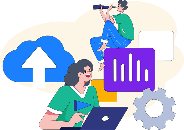 Business team are predicting business future  Illustration