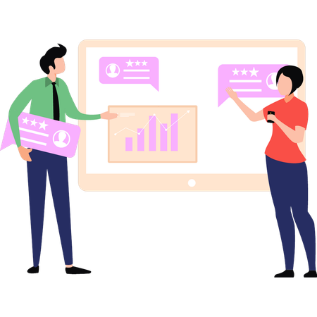 Business team are viewing business graph  Illustration