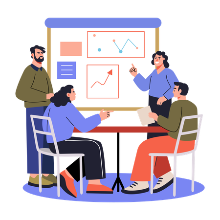 Business team attending business meeting  Illustration