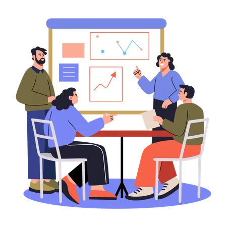 Business team attending business meeting  Illustration