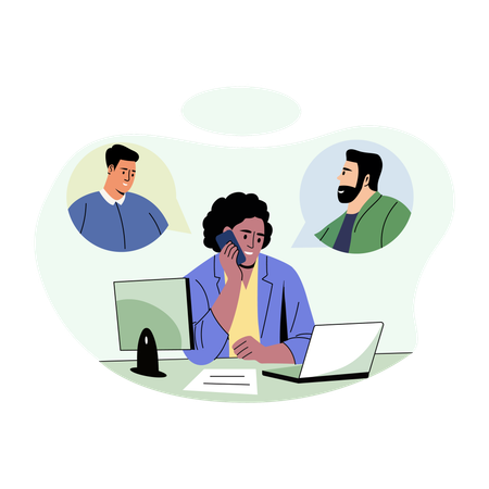 Business team attends Conference call  Illustration