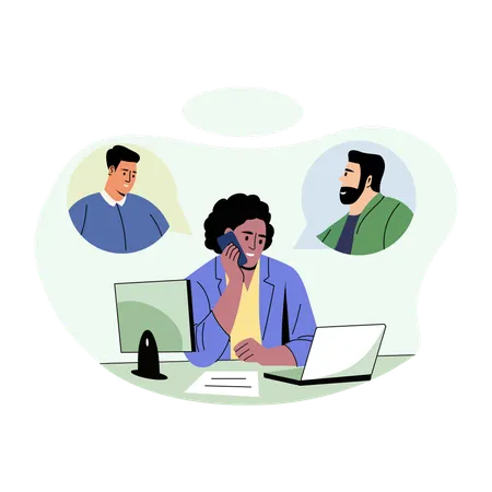 Business team attends Conference call  Illustration