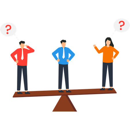 Business Team Balancing Decisions on Seesaw  Illustration