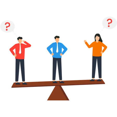 Business Team Balancing Decisions on Seesaw  Illustration