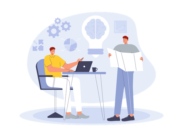 Business-Team beim Brainstorming  Illustration
