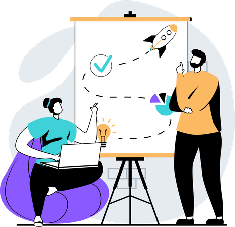Business-Team bringt neues Produkt auf den Markt  Illustration