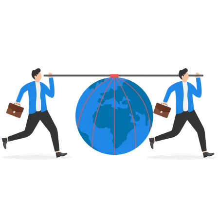 Business team carrying earth  Illustration