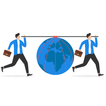 Business team carrying earth  Illustration