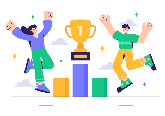 Business Team Celebrate Victory  Illustration