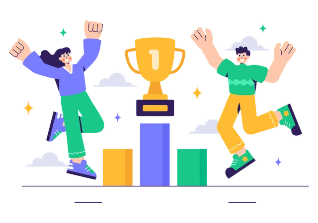 Business Team Celebrate Victory  Illustration