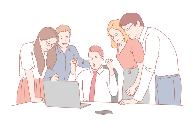 Business team celebrating  Illustration