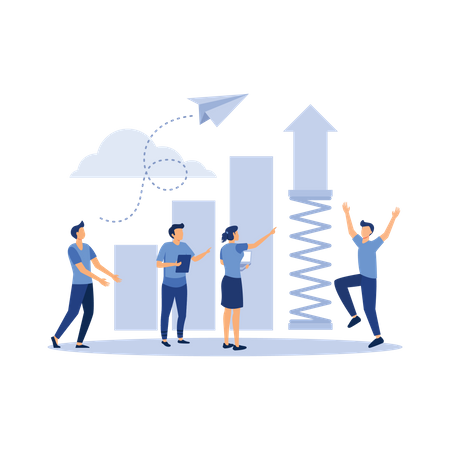 Business team celebrating launch achievement  Illustration