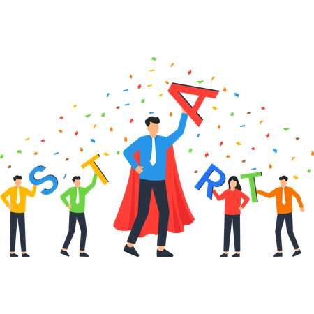 Business Team Celebrating New Beginning  Illustration