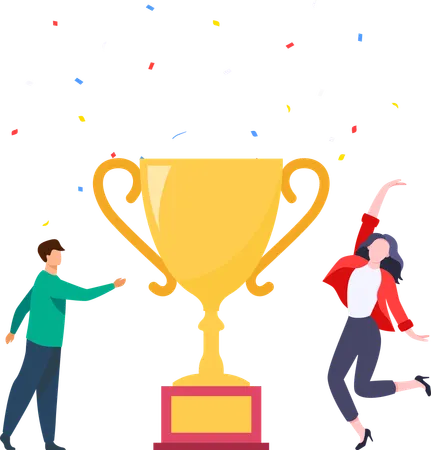 성공을 축하하는 비즈니스 팀  일러스트레이션