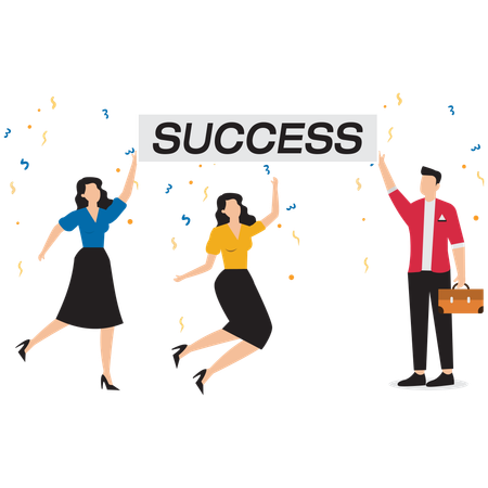 Business team celebrating business success  Illustration