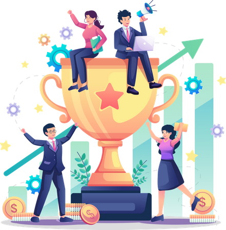 Business team celebrating success  Illustration