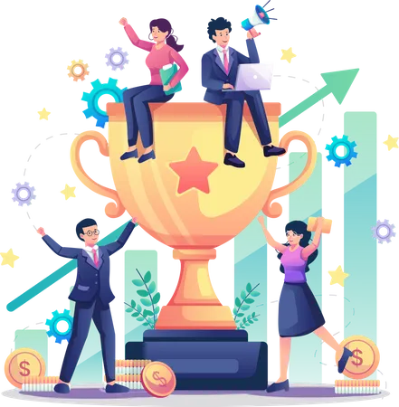 Business team celebrating success  Illustration