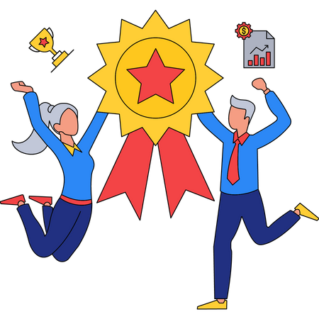 Business team Celebrating Success  일러스트레이션