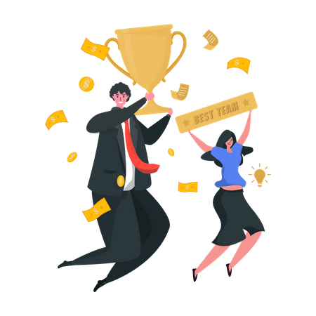 Business team celebrating victory  Illustration